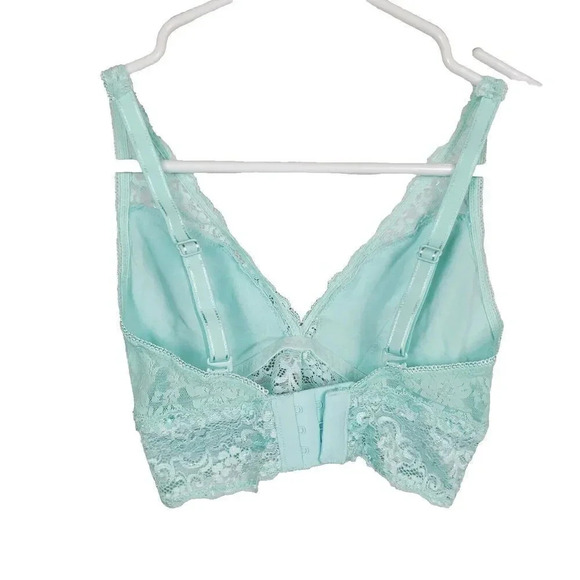 Women's SOMA Bralette Lace Plunge SZ XS Mint Green Teal Pastel Spring Ex Small - Picture 4 of 8